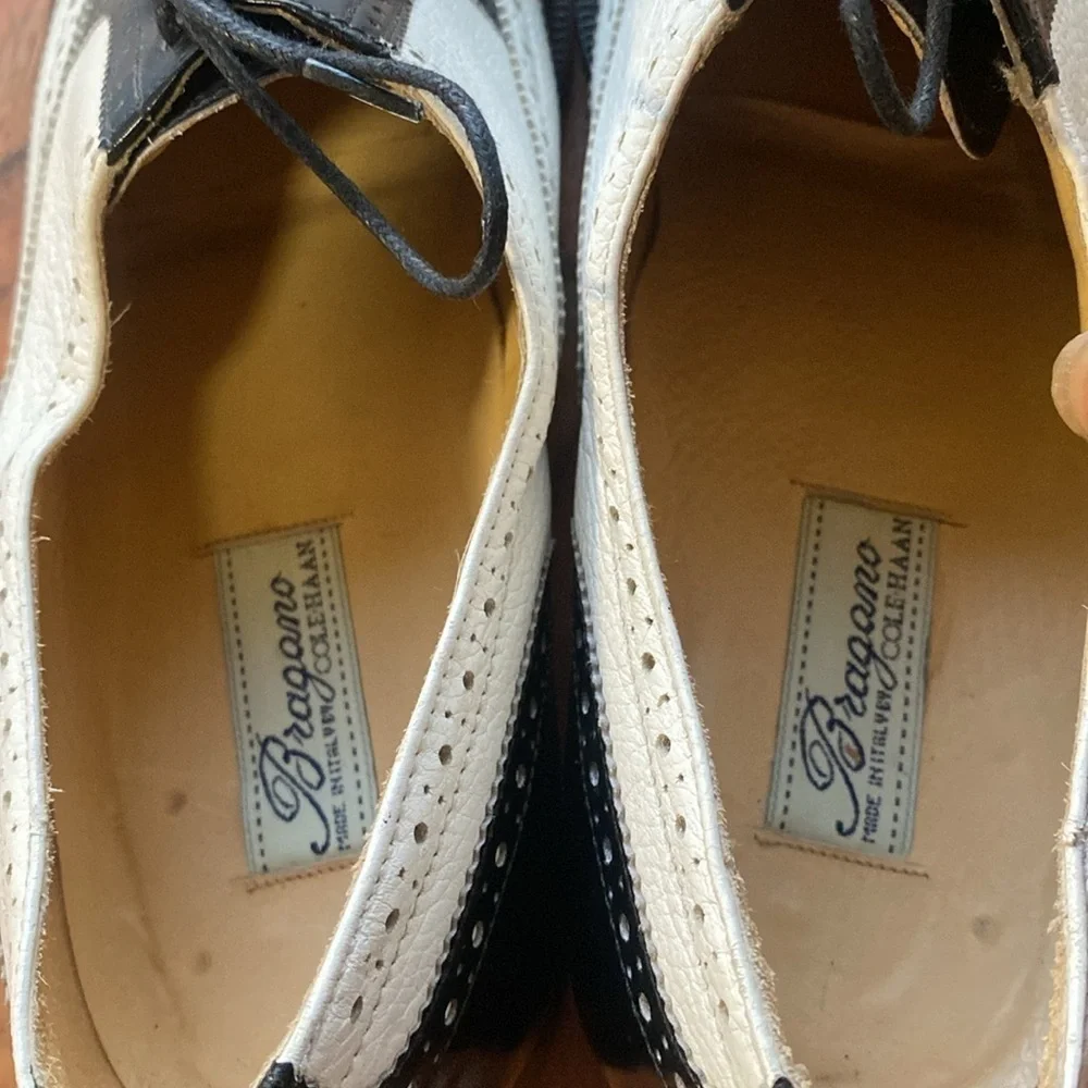 VINTAGE Spectator BRAGANO for COLE HAAN Wingtip Oxford Dress Shoes 8 D ITALY